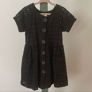 Zara girls eyelet black dress size 5 EUC